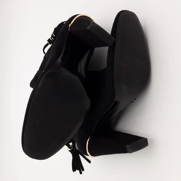ZARA Elegant Black Women's Boots suede Western Festival Rodeo Y2k Casual Pull On