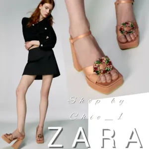 ZARA EMBELLISHED PLATFORM SANDALS Chunky heeled bloggers favorite
