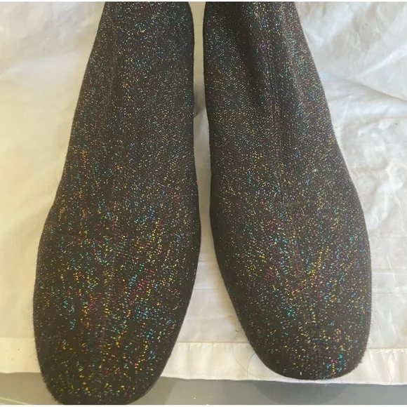 ZARA Glitter Fitted Fabric Heeled Ankle Boots Size 8.5