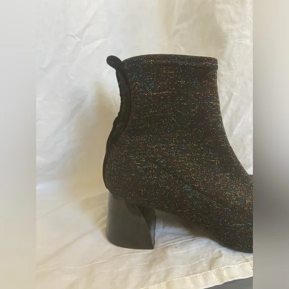 ZARA Glitter Fitted Fabric Heeled Ankle Boots Size 8.5