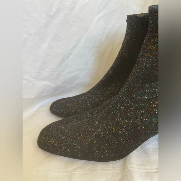 ZARA Glitter Fitted Fabric Heeled Ankle Boots Size 8.5