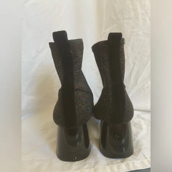 ZARA Glitter Fitted Fabric Heeled Ankle Boots Size 8.5