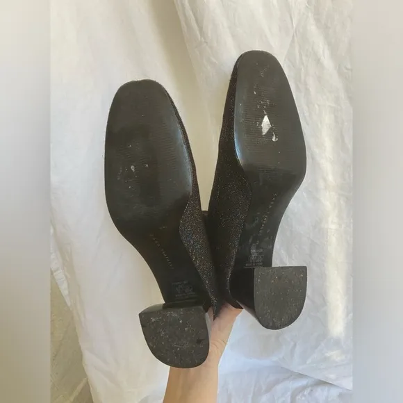 ZARA Glitter Fitted Fabric Heeled Ankle Boots Size 8.5