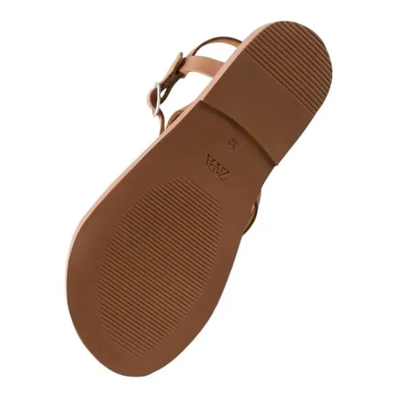ZARA Kids | Brown | LEATHER STRAPPY SANDALS