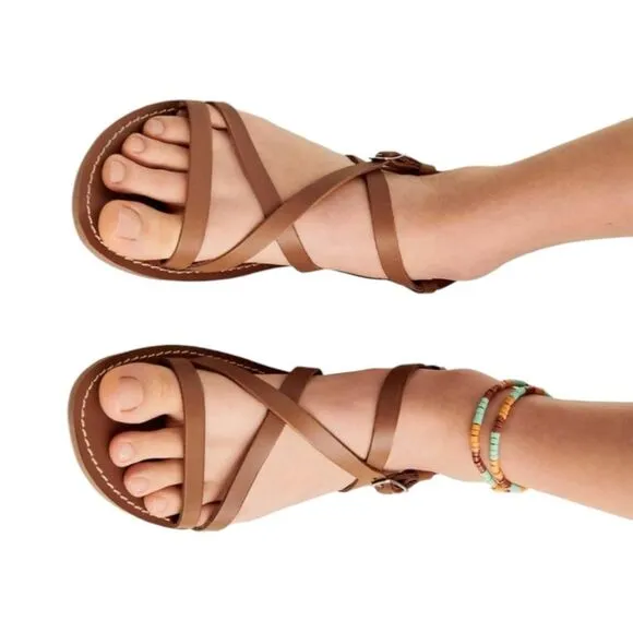 ZARA Kids | Brown | LEATHER STRAPPY SANDALS