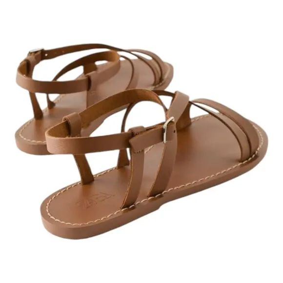 ZARA Kids | Brown | LEATHER STRAPPY SANDALS
