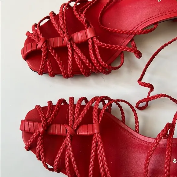 Zara kitten heel Red Strappy Women's Sandals 40 fits US 9