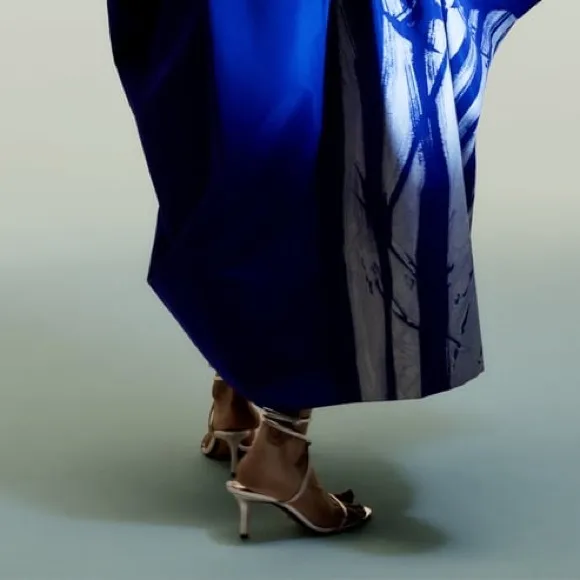 Zara Limited Edition Silver Leather Strap Heeled Sandals