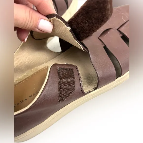 Zara Man Men's Brown Caged Sandals - Size 11