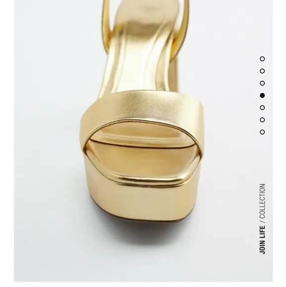 ZARA PLATFORM HEELED LEATHER color GOLD Bloggers favorite