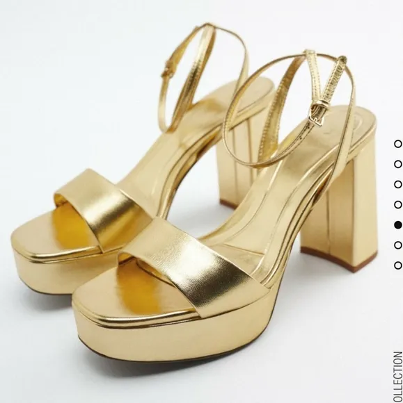 ZARA PLATFORM HEELED LEATHER color GOLD Bloggers favorite