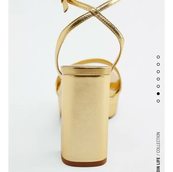 ZARA PLATFORM HEELED LEATHER color GOLD Bloggers favorite