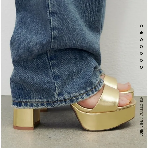 ZARA PLATFORM HEELED LEATHER color GOLD Bloggers favorite