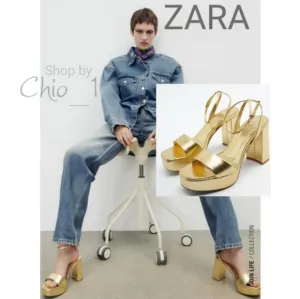 ZARA PLATFORM HEELED LEATHER color GOLD Bloggers favorite