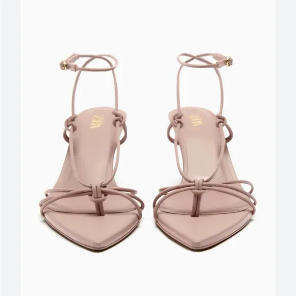 ZARA Pointed Toe Heeled Leather Sandals