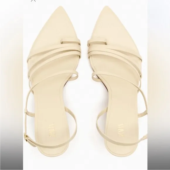 ZARA Pointed Toe Heeled Leather Sandals