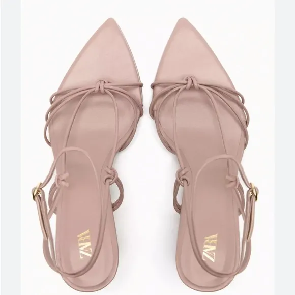 ZARA Pointed Toe Heeled Leather Sandals