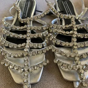 Zara Silver Crystal Embellished Sandals