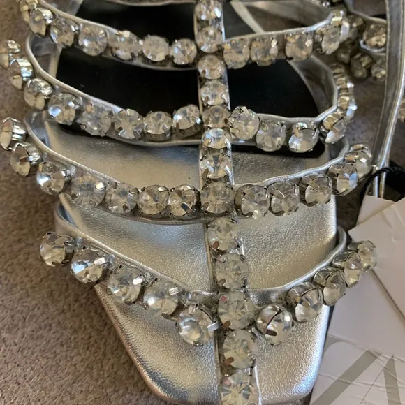 Zara Silver Crystal Embellished Sandals