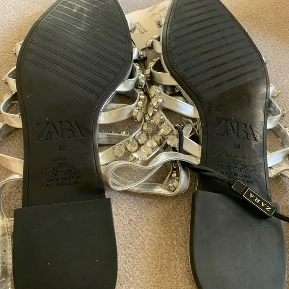 Zara Silver Crystal Embellished Sandals
