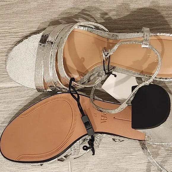 Zara Silver Strappy Sandals for Women