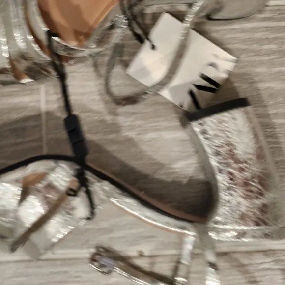 Zara Silver Strappy Sandals for Women