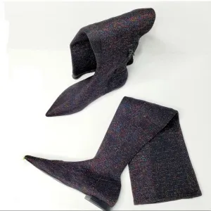 Zara Sparkly Over the Knee Stretch Long Boots - Size 38 - NWT