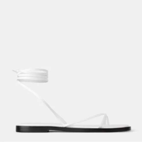 ZARA STRAPPY LEATHER FLAT SANDALS