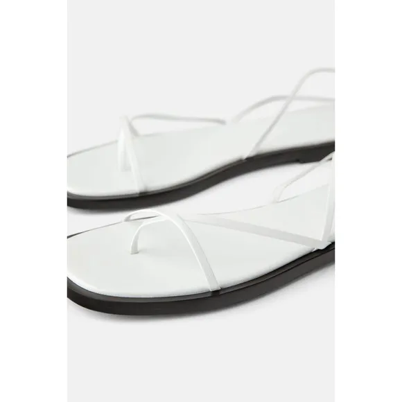 ZARA STRAPPY LEATHER FLAT SANDALS