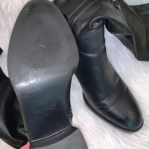 ZARA Stretch Faux Leather Knee High Heeled Boots