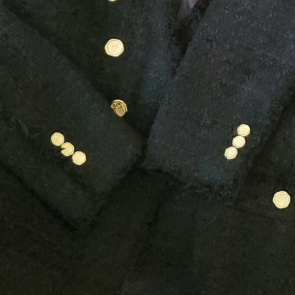 Zara tweed textured blazer jacket with gold buttons