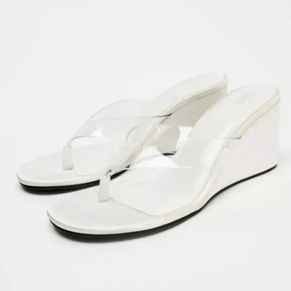 ZARA VINYL WEDGE SANDALS