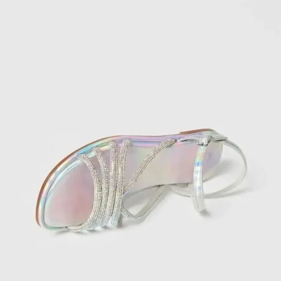 ZARA SPARKLY EMBELLISHED STRAPPY SANDALS‎