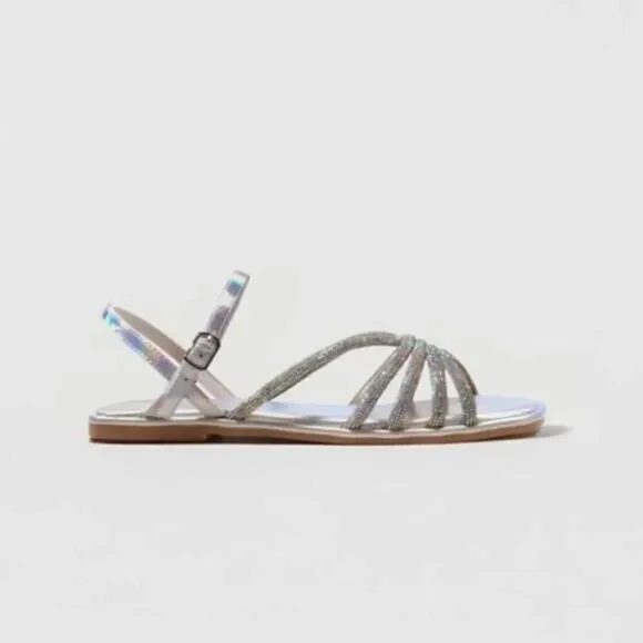ZARA SPARKLY EMBELLISHED STRAPPY SANDALS‎