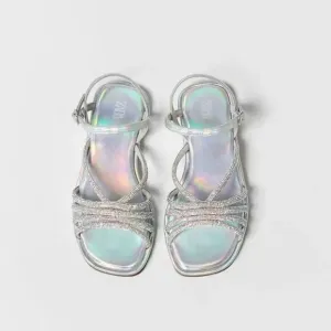 ZARA SPARKLY EMBELLISHED STRAPPY SANDALS‎