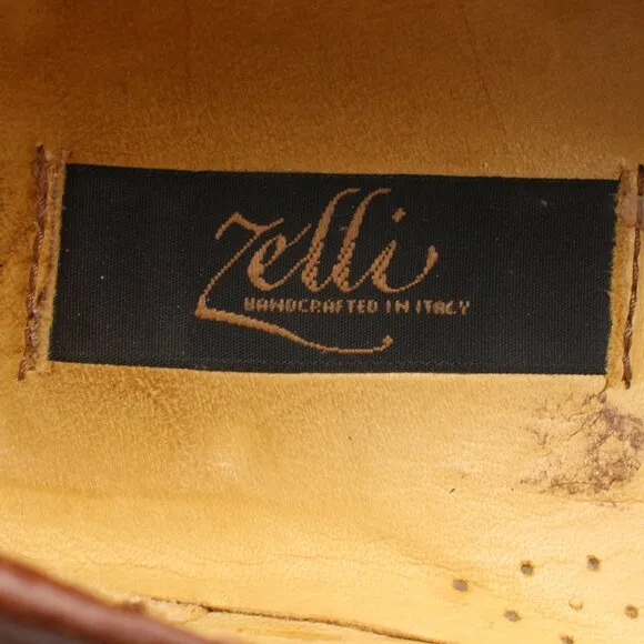 Zelli Ostrich Penny Loafers Men 9.5 M Brown Exotic Leather Slip On Handcrafted