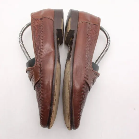 Zelli Ostrich Penny Loafers Men 9.5 M Brown Exotic Leather Slip On Handcrafted