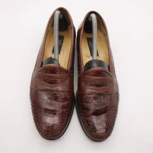 Zelli Ostrich Penny Loafers Men 9.5 M Brown Exotic Leather Slip On Handcrafted