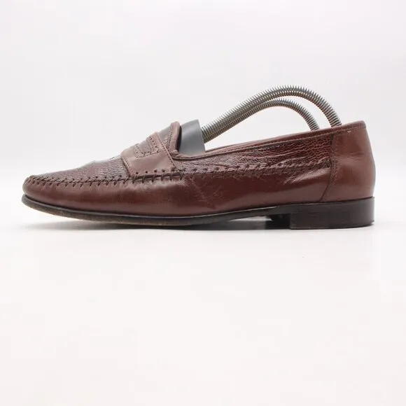 Zelli Ostrich Penny Loafers Men 9.5 M Brown Exotic Leather Slip On Handcrafted