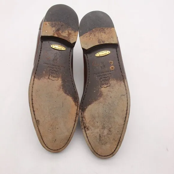 Zelli Ostrich Penny Loafers Men 9.5 M Brown Exotic Leather Slip On Handcrafted