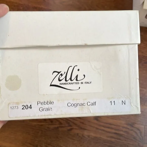 Zelli Pebble Grain Cognac Calf slip on loafers