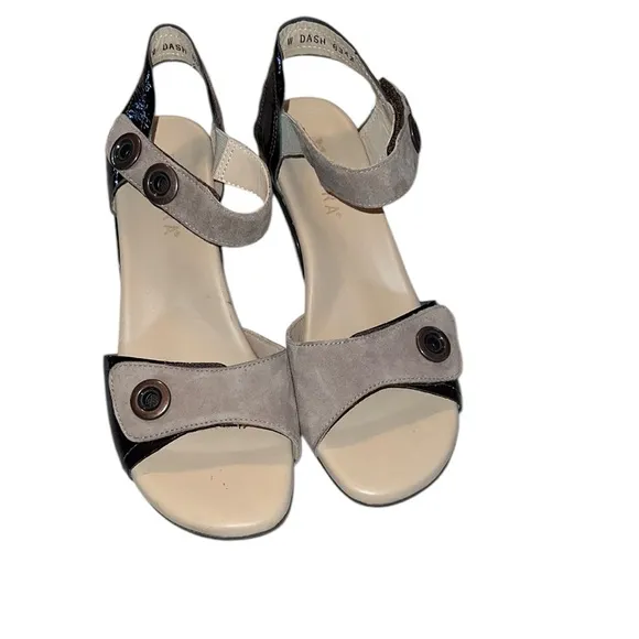 Ziera Stylish Women's Sandals in Tan Suede snd Brown Patent Leather Size 38
