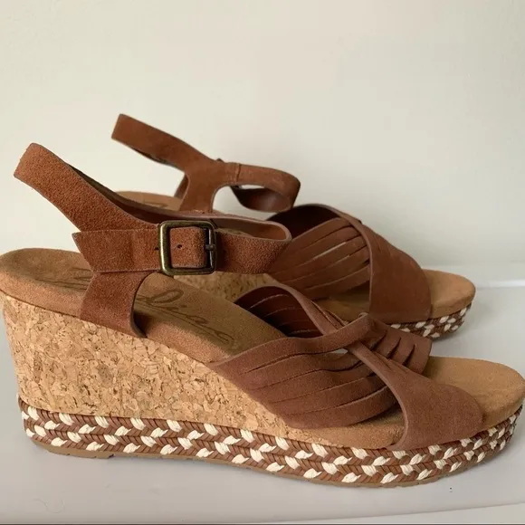 𝅺ZODIAC Brown Suede Leather Espadrille Platform Sandals 9.5 Medium NEW